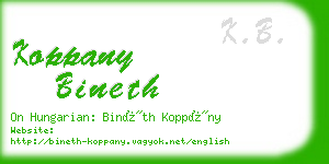 koppany bineth business card